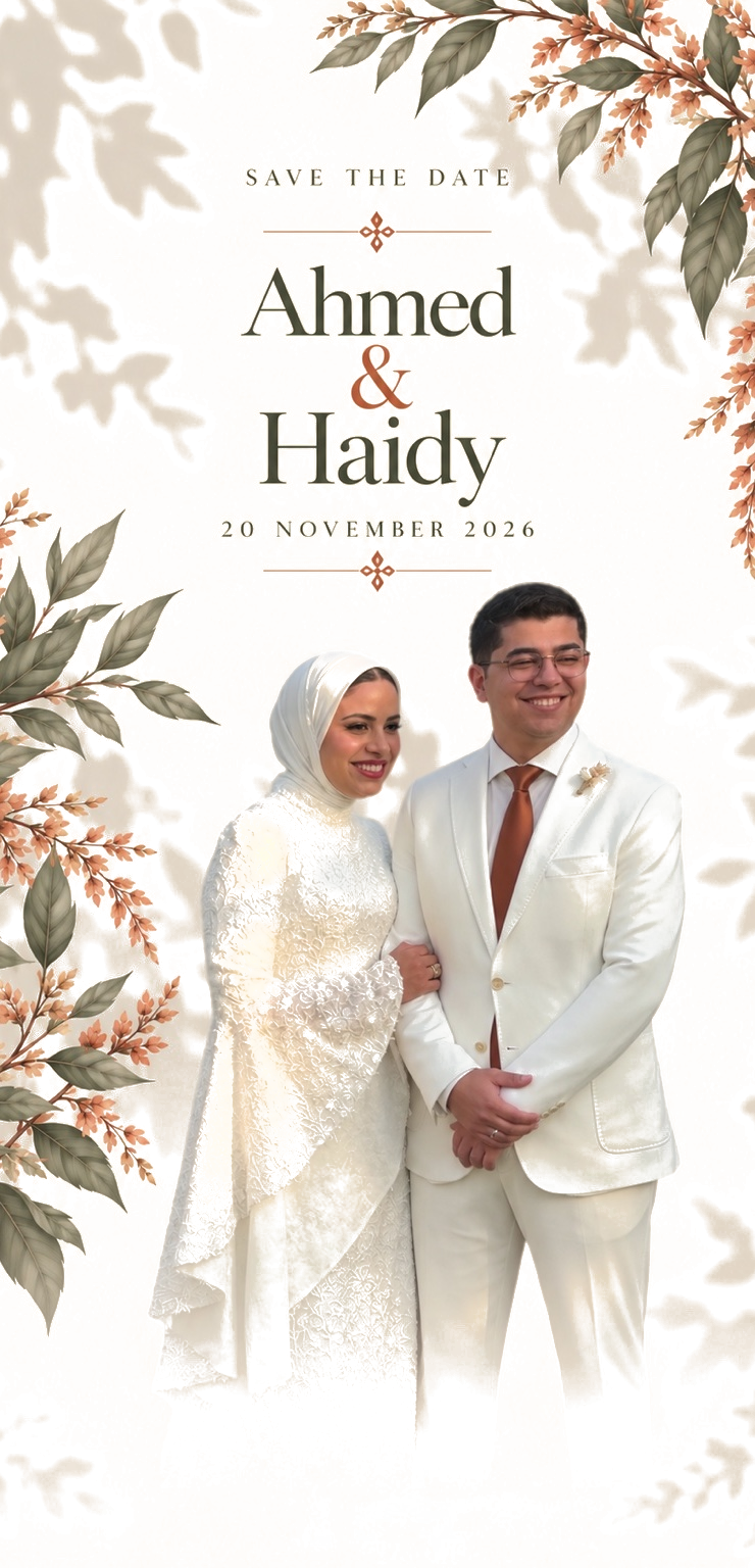 Save the date — Haidy and Ahmed, 20 November 2026